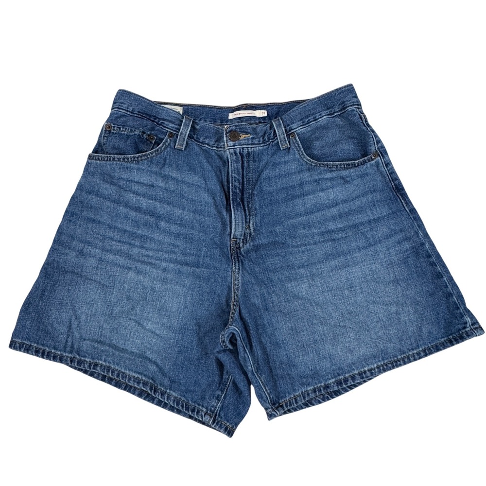 Levi's Premium High Baggy Shorts Women's 31 Blue Denim High Waisted Relaxed Fit